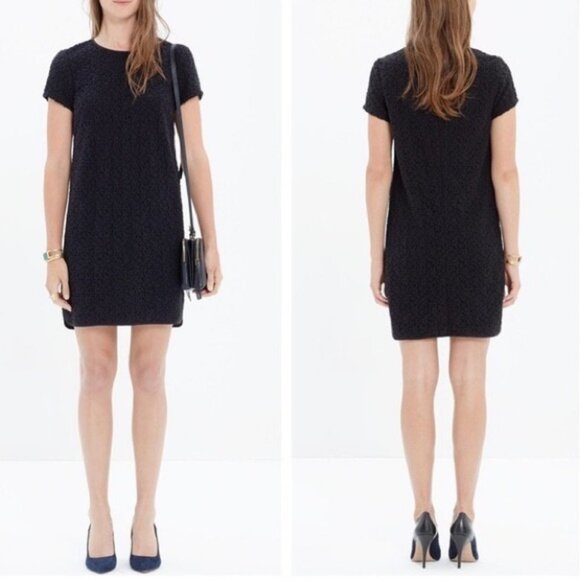 Sezane Madewell Lace Shift Dress Black Size 0 Textured French Minimalist Capsule - Picture 2 of 14
